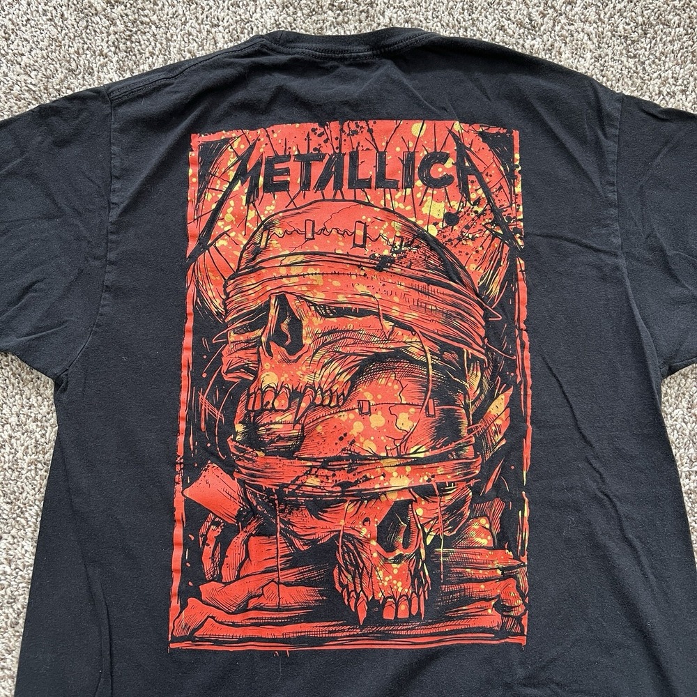 Metallica Pushead Blind Skull T-Shirt Black Cotton Size L Metal Rock Music
